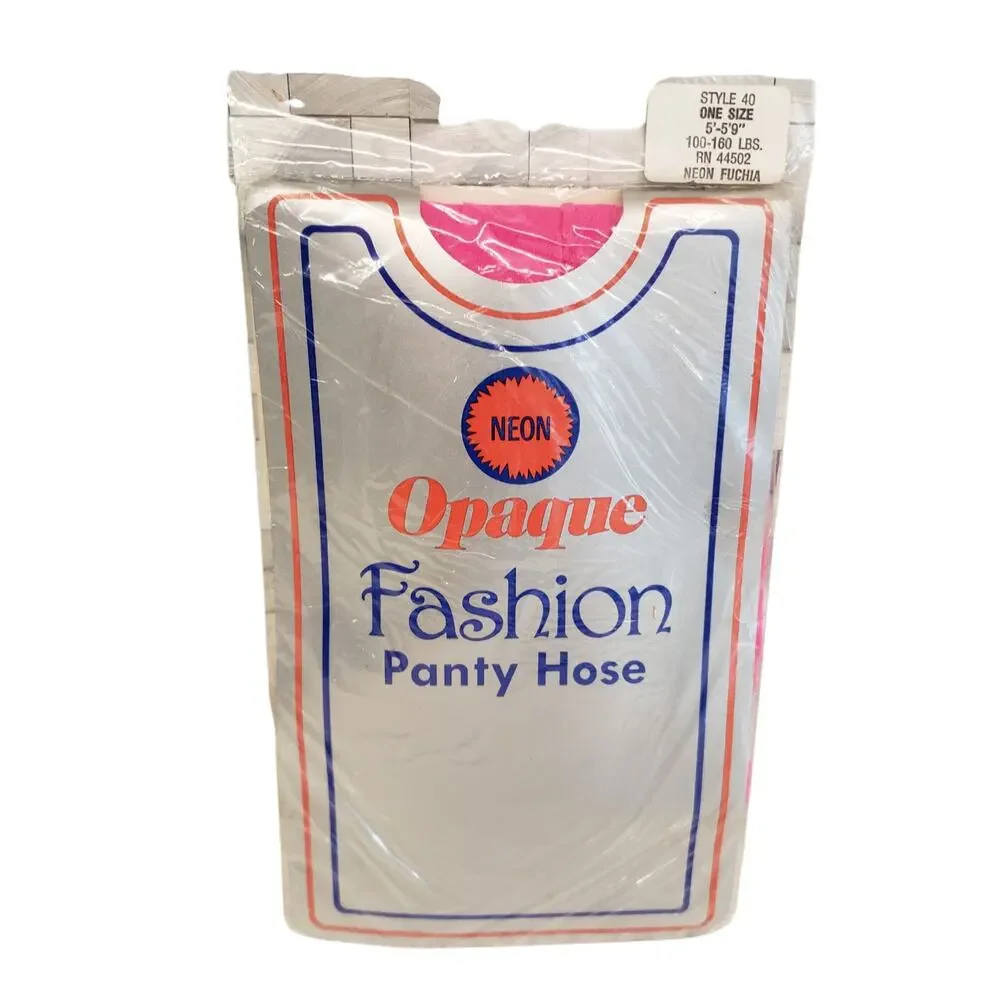 Vintage Opaque Panty Hose Neon Pink 80s One Size School Girl